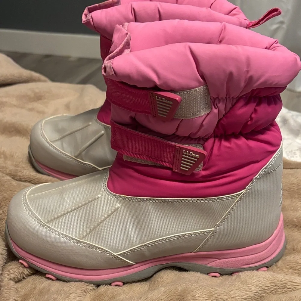 L.L. Bean Pink and Silver Kids Snow Boots